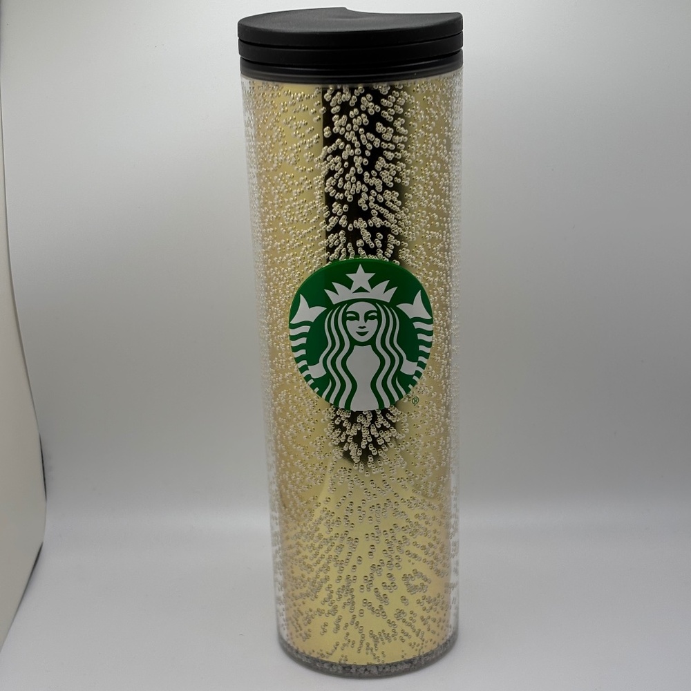 STARBUCKS 2020 Christmas New Year's Gold Champagne Bubble 16oz Beverage Tumbler
